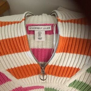 Sincerely Jules Orange Pink Cowl Neck Sweater